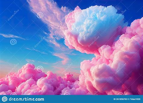A Blue Sky With Pink Clouds And A Blue Sky With White Clouds And A Blue