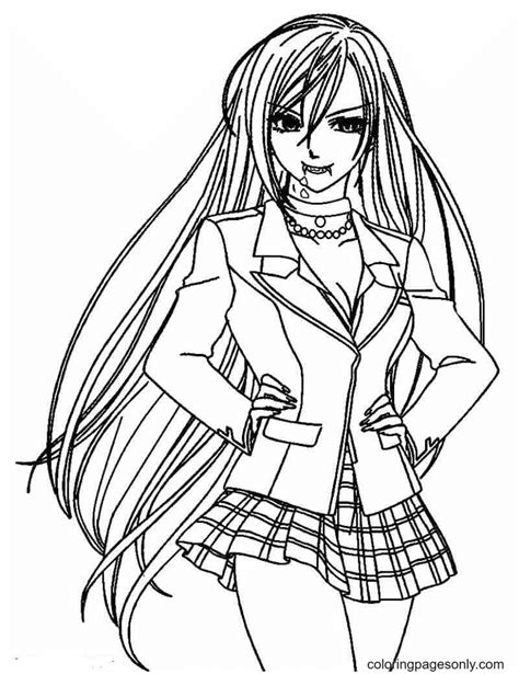 Beautiful Anime Vampire Coloring Page Free Printable Coloring Pages
