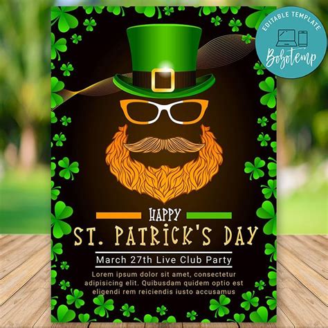 Editable Happy St Patricks Day Party Invitation Instant Download