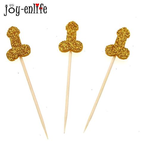 joy enlife 12pcs glitter willy penis cake cupcake topper wedding favors hen party bachelor