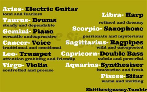 Your Musical Instrument Starsigns Zodiac I Am An Aries And Love The