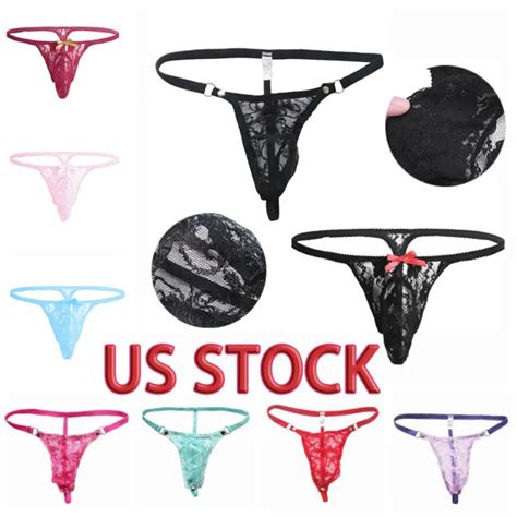 Us Mens Sexy Mesh Sheer G String Thongs Lace Breathable T Back Briefs