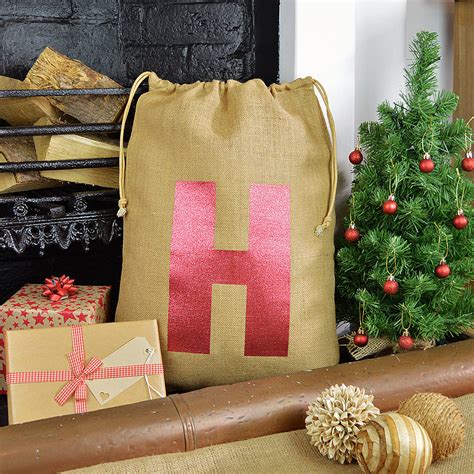 Personalised Jute Initial Christmas Sack By Andrea Fays