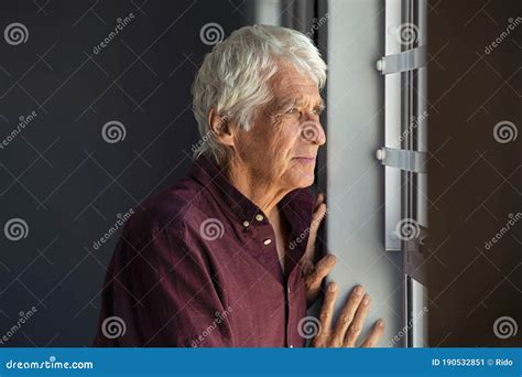 Lonely Old Man Looking Out The Window Stock Image Image Of People