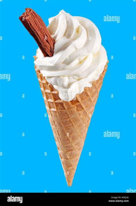 Vanilla Ice Cream Cone With Chocolate Flake Stock Photo Alamy