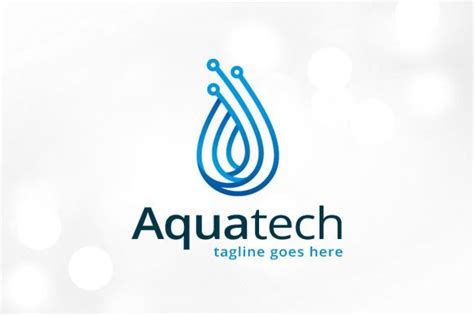 The Logo For Aquatech Is Shown On A White Background With Blue Circles