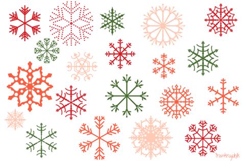 Red Christmas Snowflakes Clipart Set Pink Snowflake Clip