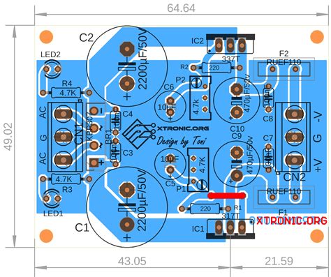 Lm317 Lm337 Dual Power Supply Pcb Schematic Xtronic