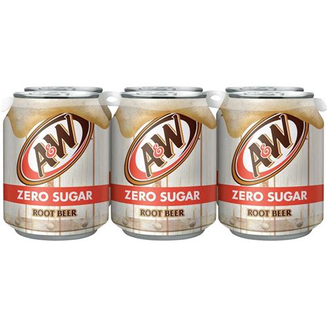 Aandw Zero Sugar Root Beer Soda 8 Fl Oz Cans 6 Pack