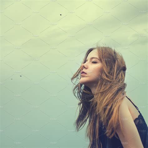 Beautiful Girl On A Cloudy Day High Quality People Images ~ Creative Market