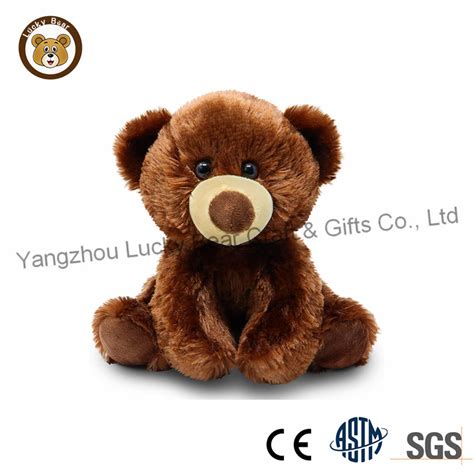 Customized Kids Plush Animal Stuffed Cute Soft Fluffy Dark Brown Teddy