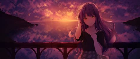 2560x1080 Mocca Sunset Anime Girl 4k 2560x1080 Resolution