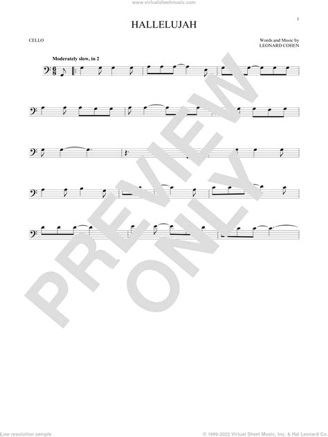 Cohen Hallelujah Sheet Music For Cello Solo Pdf Interactive