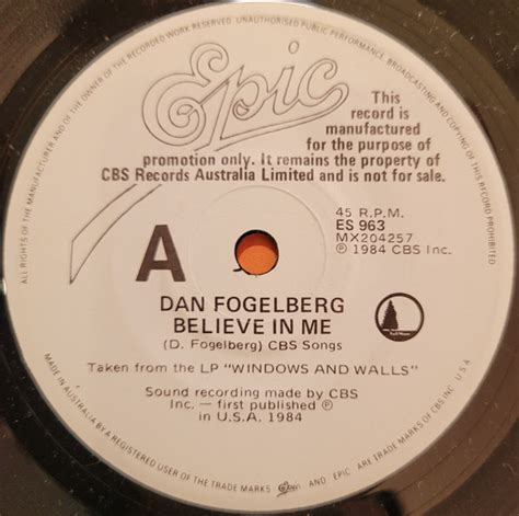 Dan Fogelberg Believe In Me Run For The Roses 1984 Vinyl Discogs