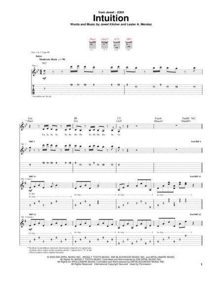Intuition By Jewel Jewel Kilcher Digital Sheet Music For Guitar Tab Download And Print Hx