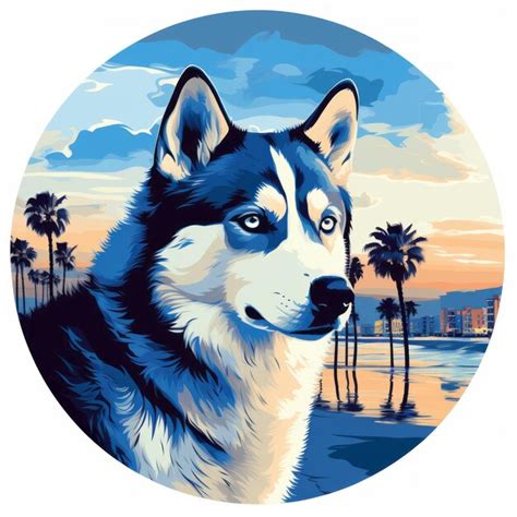 Premium Ai Image Siberian Husky Dog Painting By Numbers At The Beach