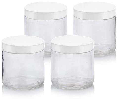 Large Clear Thick Glass Straight Sided Jar With White Foam Lined Lid 16 Oz 480