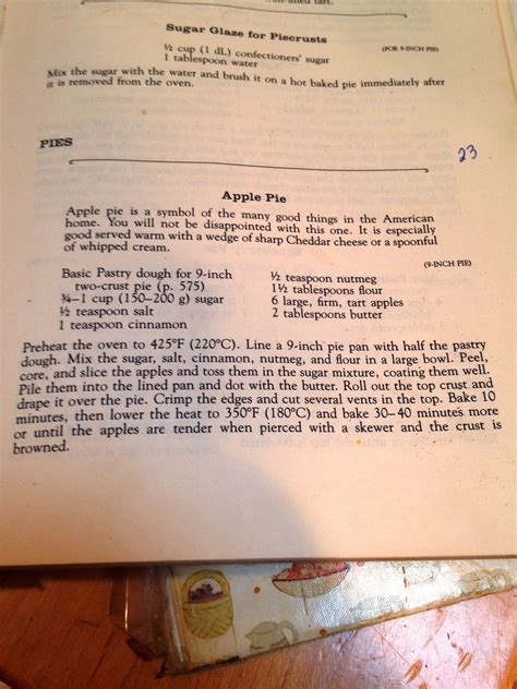 Apple Pie Recipe From The Original Fanny Farmer Cookbook Click To Enlarge Fannie Farmer