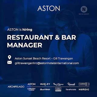 Lowongan Kerja Restaurant Bar Manager Di Aston Sunset Beach Resort