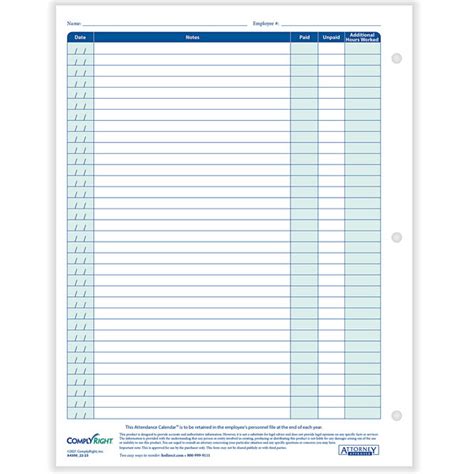 Complyright 20222023 White Academic Year Attendance Calendar 50pack