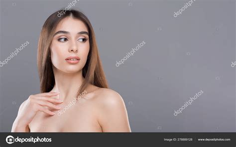 Attractive Millennial Nude Woman With Perfect Skin Stock Photo By