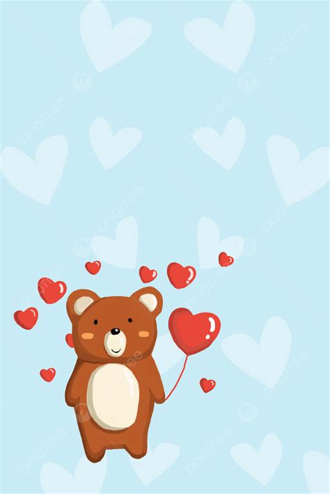 Vector Cartoon Hand Drawn Heart Shaped Balloon Bear Toy Background Material Wallpaper Image For