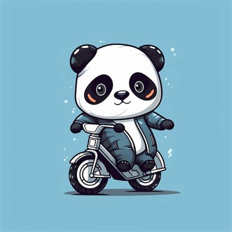 Premium Vector Cute Little Panda Riding A Bike Vector Logo Vector Art