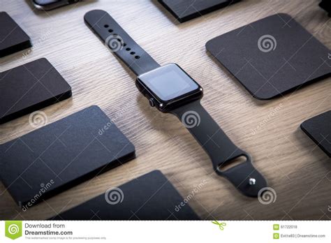 Download Black Branding Mockup. Set On Wood Background. Stock Photo ...