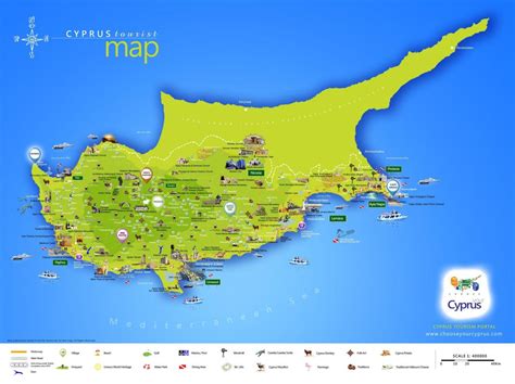 Tourist Map Of Cyprus Tourist Attractions And Monuments Of Cyprus