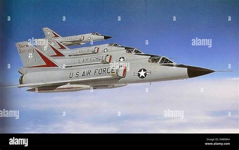 119th Fighter Interceptor Squadron F 106 Delta Dart Four Ship Formation