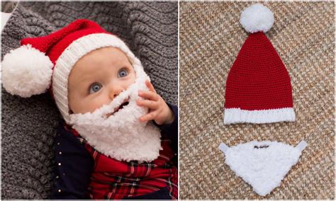 The christmas hats preferred by santa himself! Baby Crochet Santa Hat with Beard - Free Pattern | Styles Idea