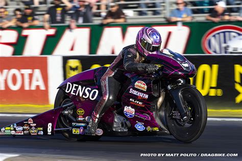 Alligator farmer and pro stock motorcycle racer jerry savoie rode to his first victory of joe desantis, suzuki, 7.236, 179.92; 19_1116_nhra_angie_smith_02 | Dragbike.com