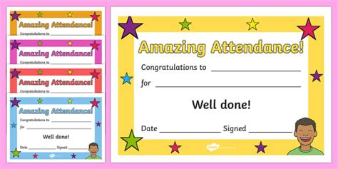 Amazing Attendance Award Certificate Template Twinkl