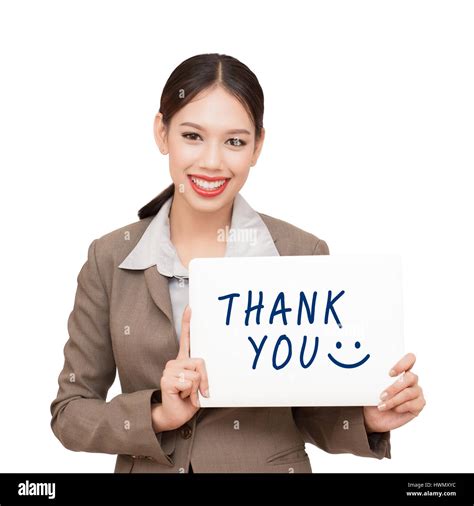 Business Woman Showing Thank You Stock Photo Alamy