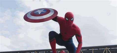 Spider Man With The Shield Of Captain America Marvel Cinematic