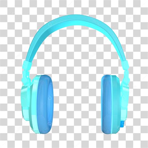 Elemento 3D Para Composição Fone de Ouvido Headset Azul PNG