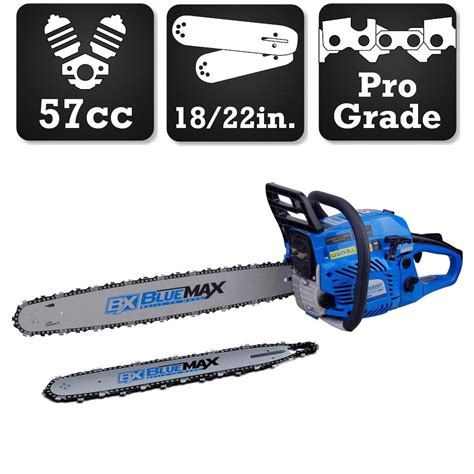 Blue Max 2 In 1 22 In And 18 In 57cc Gas Chainsaw Combo 20158 The