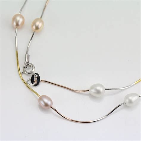 Floating Pearl Necklacepearl Illusion Necklacemulti Color Etsy