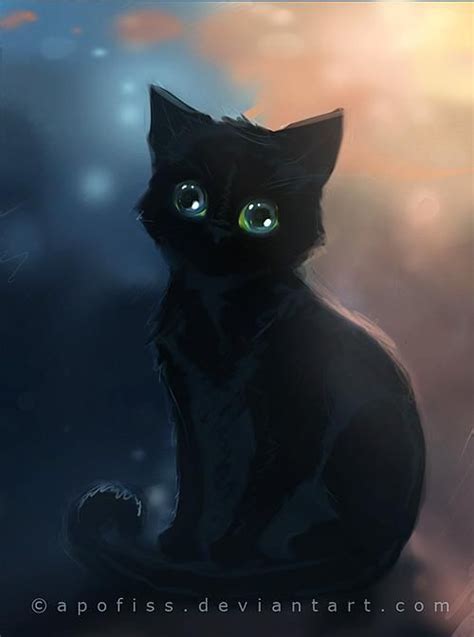 By Apofiss Image Chat Black Cat Art Black Cats Anime Cat Manga Cat