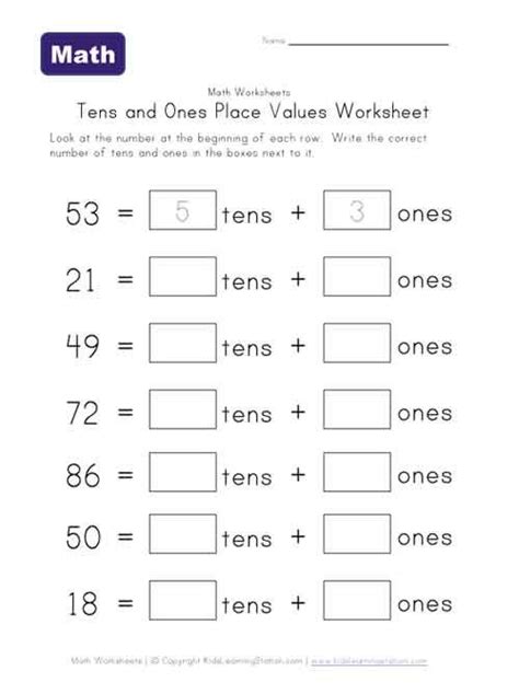 Sign me up for updates relevant to my child's grade. Tens and Ones Place Value Worksheet - One of Two | Place ...
