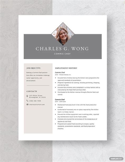 Commis Chef Resume In Ms Word Pages Download