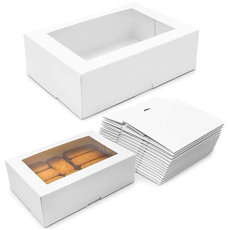 15 Pack White Cupcake Box With Window Pastry Bakery Box Carrier
