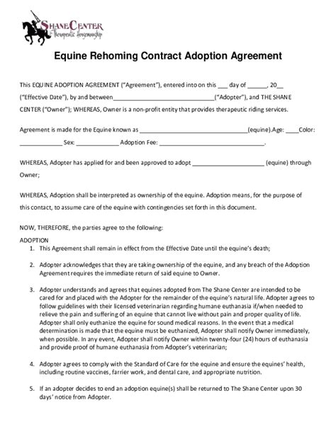 Fillable Online Equine Adoption Contract Sample Fax Email Print Pdffiller