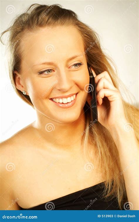 Blonde Girl With Cell Phone Stock Image Image Of Chat Laugh 513903