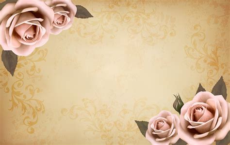 Retro Background With Beautiful Pink Roses Stok Vektör Sanatı And Arka