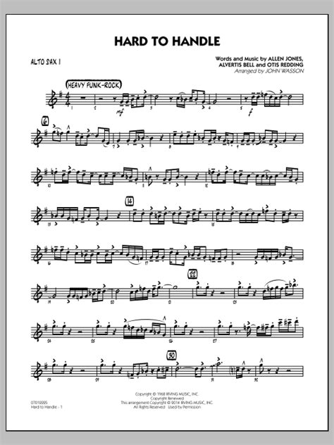 Hard To Handle Alto Sax 1 Sheet Music John Wasson Jazz Ensemble