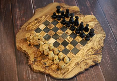 Handmade Olive Wood Rustic Chess Set Etsy