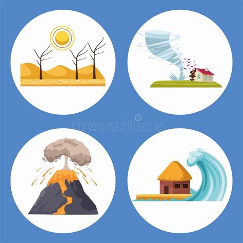 Four Scenes Of Natural Disasters Stock Vector Illustration Of Ocean