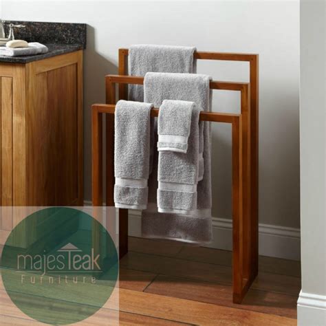 Teak Wood Towel Rack Three Stripe Majesteak Furniture