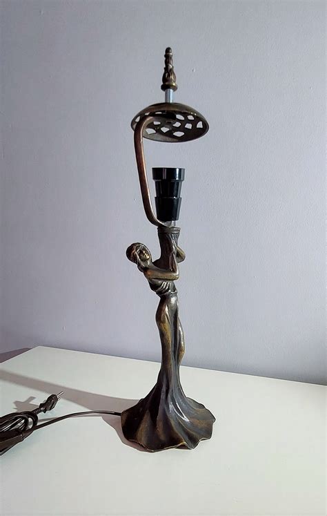 Stained Glass Lamp Base Brass Leg Lady Pattern Stained Etsy Australia